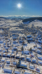 Grossh&ouml;chstetten bei Schnee, Emmental, Kanton Bern, Schweiz, Luftaufnahme im Januar 2026