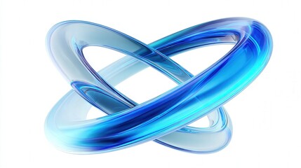 Abstract neon spiral ring floating freely isolated on white background