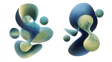 Obraz premium abstract organic shapes inspired by nature and biology isolated on white background