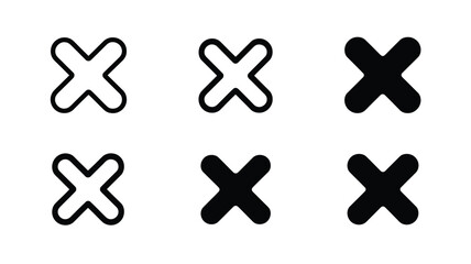 Obraz premium Set of six cross symbols isolated on white background, Vector, illustration