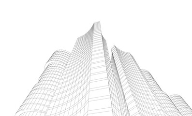 Fototapeta premium Abstract modern city buildings. Architectural concept sketch