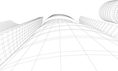 Fototapeta premium Abstract modern city buildings. Architectural concept sketch