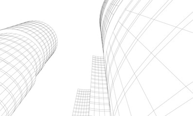 Fototapeta premium Abstract modern city buildings. Architectural concept sketch