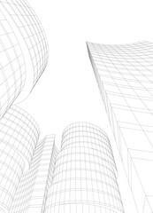 Fototapeta premium Abstract modern city buildings. Architectural concept sketch