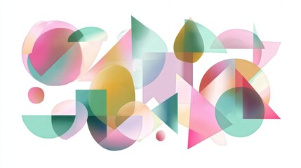 abstract pastel color shapes modern art isolated on white background