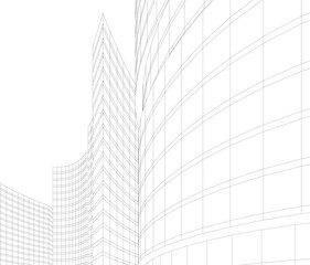 Fototapeta premium Abstract modern city buildings. Architectural concept sketch