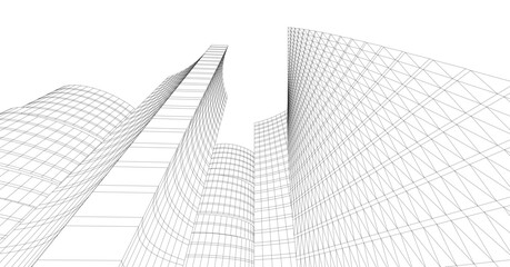 Fototapeta premium Abstract modern city buildings. Architectural concept sketch