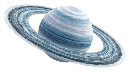 abstract planet with digital rings isolated on white background