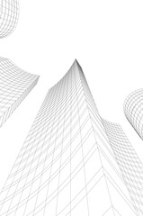 Fototapeta premium Abstract modern city buildings. Architectural concept sketch