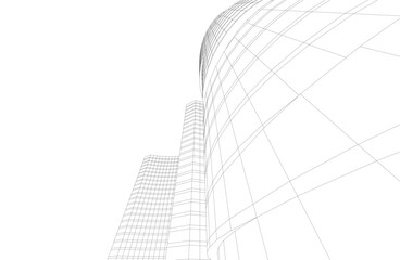 Fototapeta premium Abstract modern city buildings. Architectural concept sketch