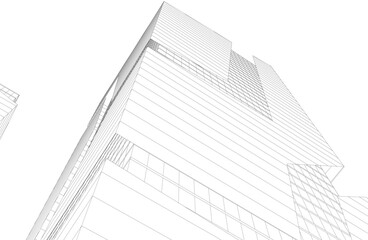 Abstract modern city buildings. Architectural concept sketch
