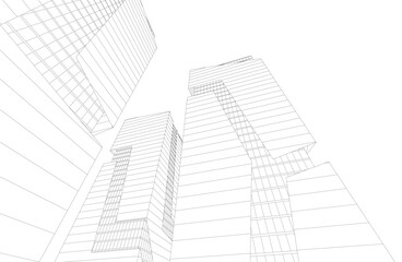 Fototapeta premium Abstract modern city buildings. Architectural concept sketch