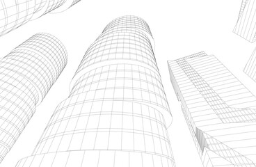Fototapeta premium Abstract modern city buildings. Architectural concept sketch