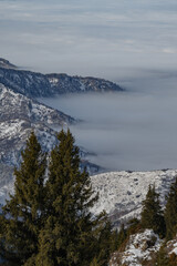 snow covered mountains in winter