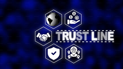Trust Line Concept with Icons and Earth on Blue Digital Background world