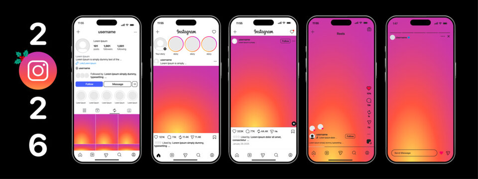  instagram mockup social media template , new update instagram post mock up , frame social network, Instagram moc kup with mobile phone.