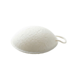White Konjac Sponge with Hanging Loop on Black Background image