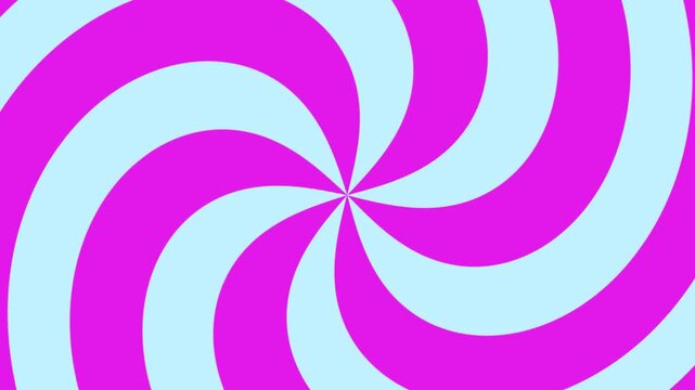 Vibrant pink and blue hypnotic spiral animation rotating continuously for pop art backgrounds and psychedelic video transitions in modern cinematic motion design projects.
