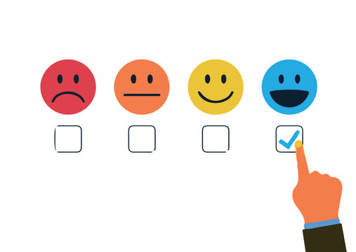A set of happy smiley face vector icons featuring cheerful yellow cartoon emoticons and a funny smiling expression with a thumb up symbol to illustrate various moods and happiness