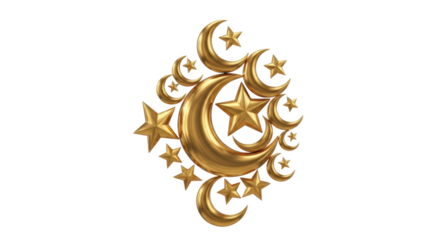 Golden Crescent Moons and Stars Decorative Arrangement image