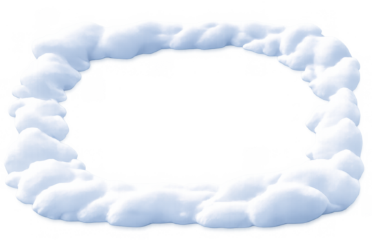 Fluffy cloud frame creating a textured border, empty square shape on transparent background, copy space design - Powered by Adobe