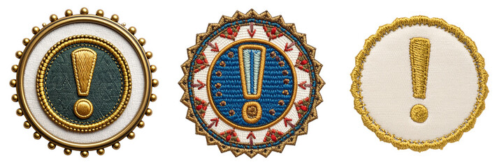 Ornate Exclamation Point Symbols With Gold Detailing On Transparent Background