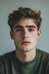 Obraz premium Young Man with Freckles and Scruffy Hair