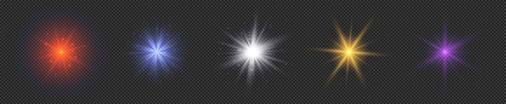 Set of light effects of lens flares