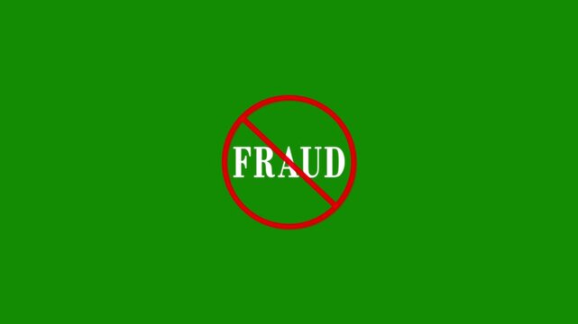 fraud prevention and security promotion icon. anti-fraud warning graphic with crossed out text. fraud concept with red prohibition symbo