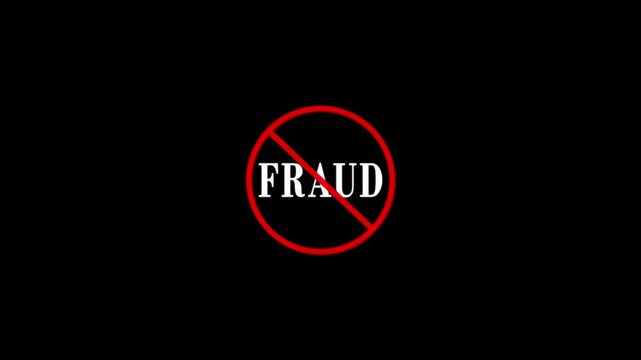 fraud prevention and security promotion icon. anti-fraud warning graphic with crossed out text. fraud concept with red prohibition symbo