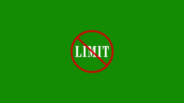  no limit allowed symbol with glowing red circle. symbol for limitless access and freedom. stop limits concept with prohibition symbol chroma key. stop limits concept with prohibition symbol chroma