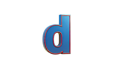 3D Lowercase Letter D with Blue and Red Outline