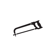 Black silhouette of a hacksaw on a white background tool