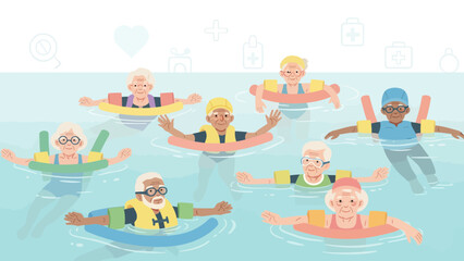 Senior Aquatic Fitness Program In A Swimming Pool Active Retirement Lifestyle