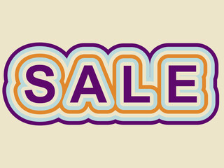 Vector illustration of the word SALE. The illustration is made in vintage style with many colors.A word that can be used in promotions.