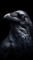 Obraz premium Intense Close Up Macro Portrait of a Majestic Black Raven