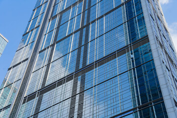 Obraz premium architecture details Glass wall Modern building exterior Abstract futuristic background