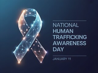National human trafficking awareness day, January 11th, blue ribbon digital art