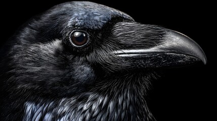 Obraz premium Intense Close Up Macro Portrait of a Majestic Black Raven