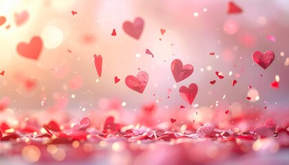 Falling Heart Confetti Valentine Background