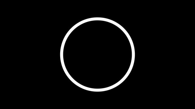 Minimalist white line art circle animation on a black background featuring a smooth geometric reveal for highlighting icons text or cinematic transitions.
