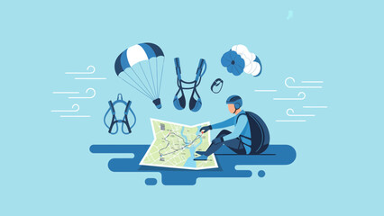 Preparing For Adventure Skydiving With A Detailed Map And Equipment