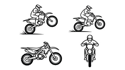 Motocross illustrations dynamic sketches of riders and dirt bikes in action © MK2.00