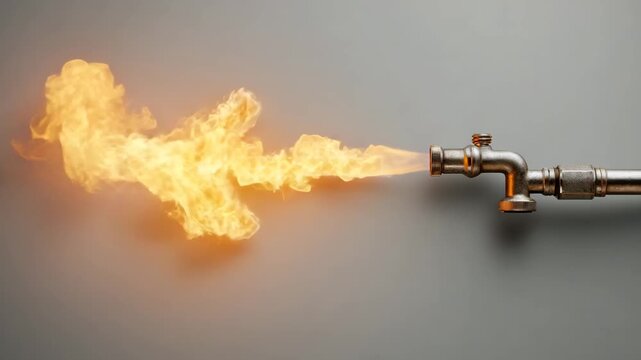A close-up shot of a flame torch spewing out a vibrant orange flame