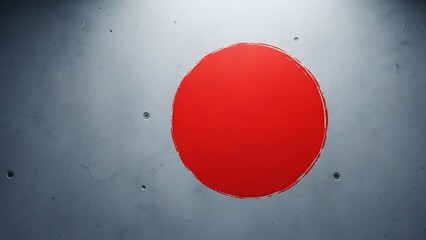 Vibrant red circle on metallic background with rivets and spotlight
