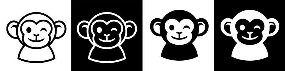 four variations monkey cartoon smiled © IamHydra13