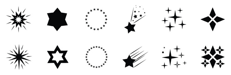 Naklejka premium Sparkle vector icons set. Shine symbol illustration. star sign collection. Shine sparkle icon. Vector blink star for logo, sparkle clipar