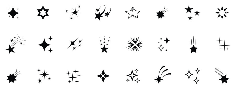 Sparkle vector icons set. Shine symbol illustration. star sign collection. Shine sparkle icon. Vector blink star for logo, sparkle clipar