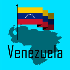 Venezuela Flag with Map Vector Design South America Country Illustration