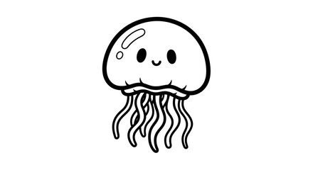 Fototapeta premium Happy Jellyfish Cartoon Illustration